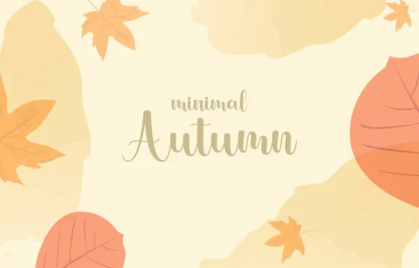 Autumn Minimal Background Decorated Leaves Golden Yellow Watercolor Fall Concept — Stockvektor