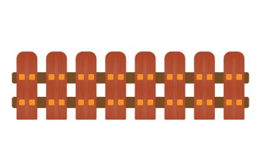 Brown wooden fence vector. Isolated on white background. Home decoration accessories illustration. House fence.