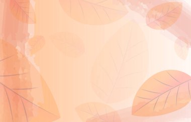 Autumn minimal background decorated with leaves golden yellow and watercolor. fall concept,For wallpaper, postcards, greeting cards, website pages, banners, online sales. Vector illustration