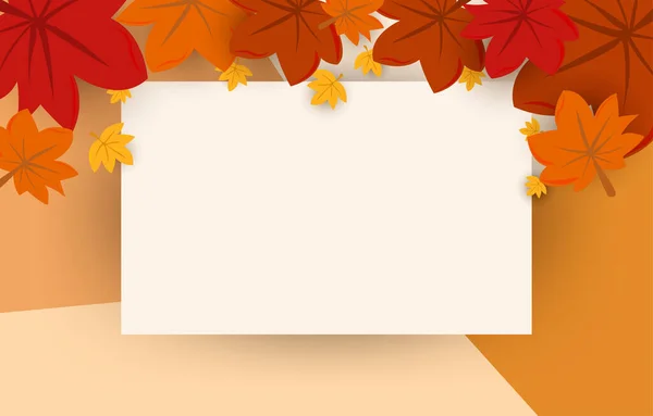 Podzimní Pozadí Listy Zlatožluté Čtvercovými Rámečky Volný Prostor Podzimní Koncept — Stockový vektor