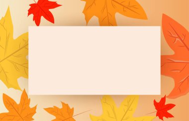 Kare çerçeveli yapraklarla sonbahar arkaplanı altın sarısı ve duvar kağıtları, kartpostallar, tebrik kartları, web siteleri, afişler, çevrimiçi satışlar için serbest alan, sonbahar konsepti. Vektör illüstrasyonu