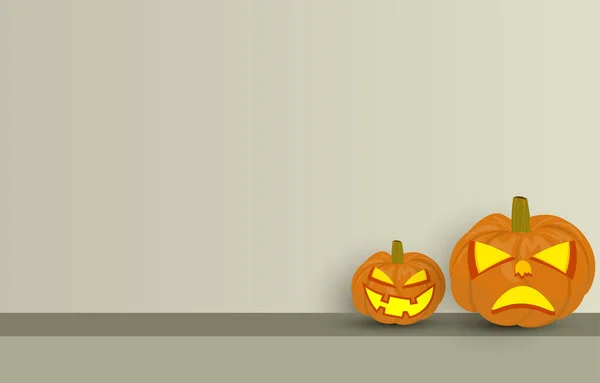 Sfondo Halloween Decorato Con Zucche Fantasma Con Spazio Copia Horror — Vettoriale Stock