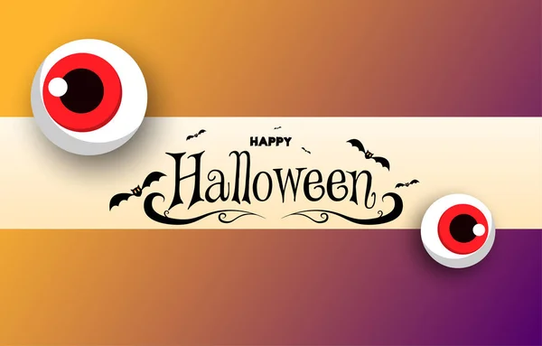 Halloween Greeting Card Art Letters Decorated Eyeball Ghosts Bats Invitation — Vettoriale Stock