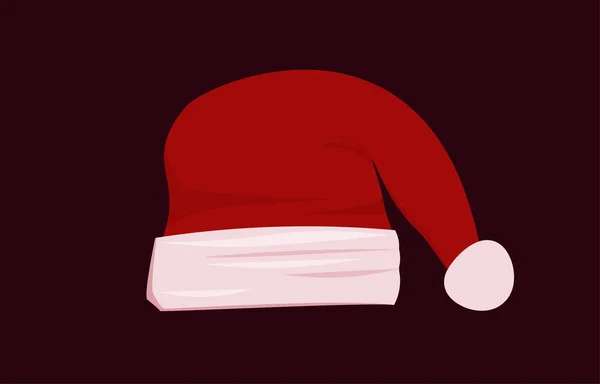 Rode Kerstman Hoed Met Plat Design Geïsoleerd Een Donkere Achtergrond — Stockvector