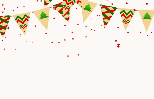 Vlag Patroon Een Felgekleurde Opknoping Vlag Kerstfestivalmotief Voor Feest Feestdecoraties — Stockvector