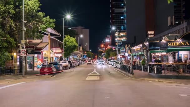 Darwins Mitchell Street Busy Weekend Night Northern Territory Australia — 图库视频影像