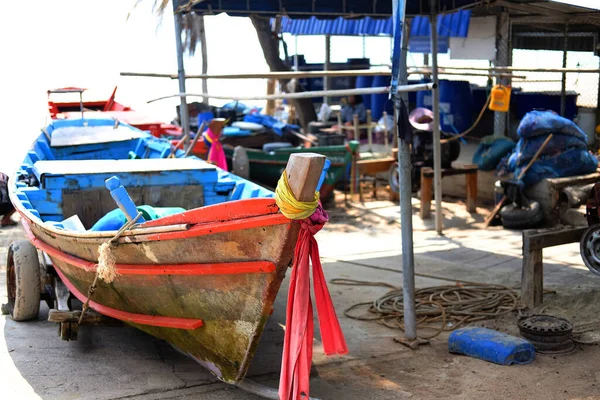 Rayong Tailandia Febrero 2018 Tradición Madera Barcos Pesqueros Barcos Pescadores —  Fotos de Stock