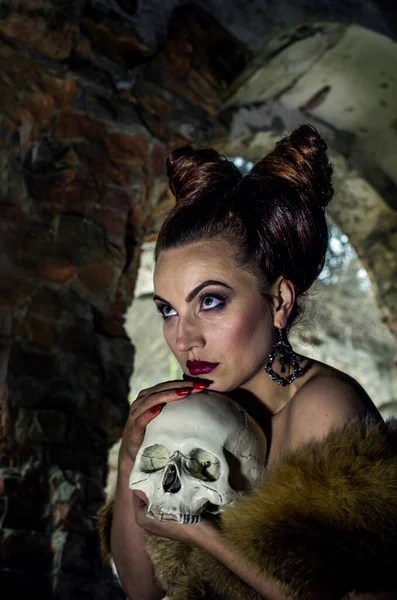 Cadılar Bayramı Büyücülüğü Ölü Vampirlerin Cadıların Görüntüleri Şeytan Bir Kadın — Stok fotoğraf