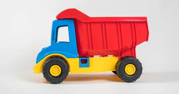Camion Mașini Multicolore Din Plastic Izolate Fundal Alb — Fotografie, imagine de stoc