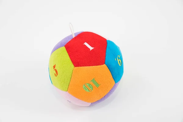 Brinquedo Macio Para Crianças Fundo Branco Bola Multicolorida — Fotografia de Stock