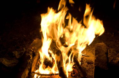 Gece ateşinin kırmızı dilleri.