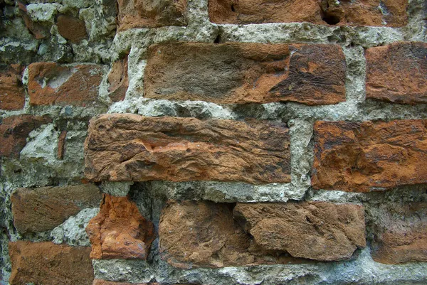 Textura Velho Tijolo Pedra Fragmento Uma Antiga Parede Tijolo Áspero — Fotografia de Stock