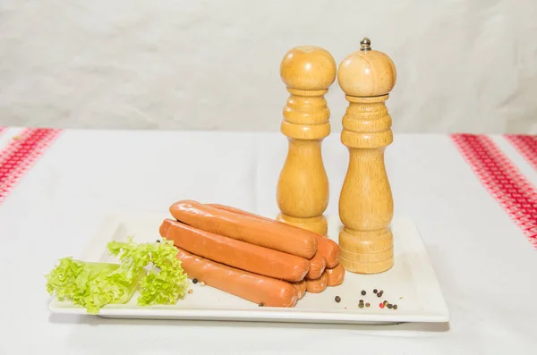 Kiełbasy Przyprawy Przygotowywania Hot Dogów — Zdjęcie stockowe