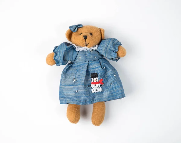 Kleine Weiche Teddybären Isoliert Auf Weißem Hintergrund Vintage Teddybär Mädchen — Stockfoto