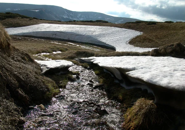 Bahar karları dağlarda eriyor, güneş ışınları altında karardı..