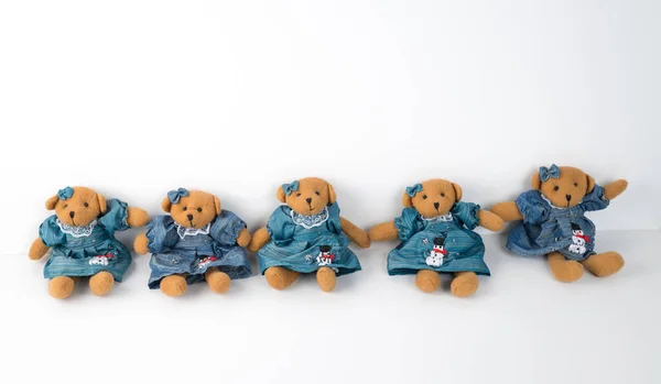 Невеликі Які Плюшеві Ведмеді Ізольовані Білому Тлі Весела Група Вінтажних — стокове фото