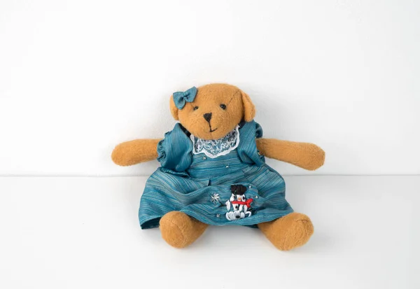 Kleine Weiche Teddybären Isoliert Auf Weißem Hintergrund Vintage Teddybär Mädchen — Stockfoto