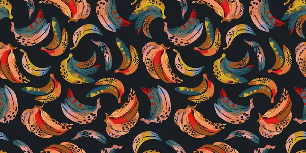 Patrón sin costura de arte abstracto con plátanos. Diseño exótico moderno — Archivo Imágenes Vectoriales