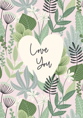 Seni seviyorum. Sevgililer Günü ve diğer kullanım alanları için çiçek tasarımı konsepti.