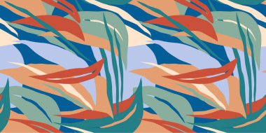 Soyut yaprakları olan sanatsal kusursuz desen. Kağıt, kapak, kumaş, iç dekorasyon ve diğer kullanıcılar için modern tasarım.