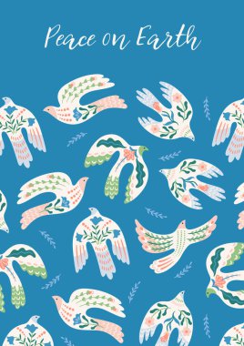 Doves of peace. Vector illustration. Template for card, poster, flyer and other use