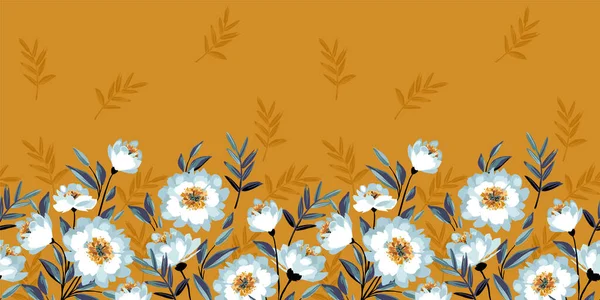 Floral Seamless Border Vector Design Paper Cover Fabric Interior Decor — Archivo Imágenes Vectoriales