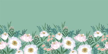 Floral seamless border. Vector design for paper, cover, fabric, interior decor and other use