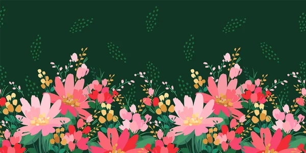 Floral Seamless Border Vector Design Paper Cover Fabric Interior Decor — Wektor stockowy