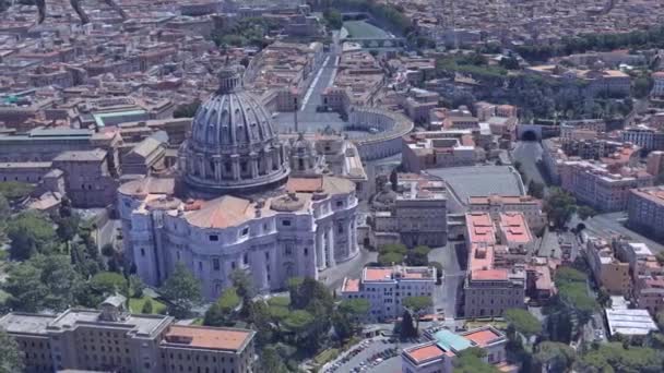 Tiroteio de um drone da Praça St. Peters no Vaticano — Vídeo de Stock
