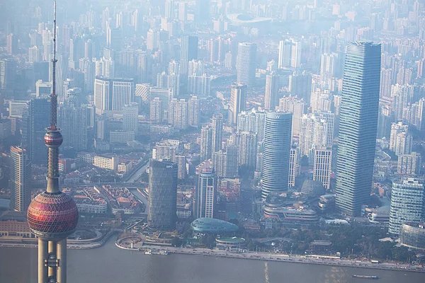 Άποψη Του Ποταμού Huangpu Στη Σαγκάη Bird Eye View Shanghai — Φωτογραφία Αρχείου