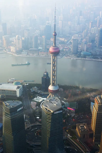 Şangay Daki Huangpu Nehri Nin Görüntüsü Şangay Kulesi Nden Kuş — Stok fotoğraf