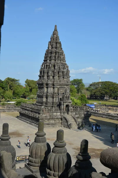 Explorando Antiguo Templo Prambanan Sewu Centra Java Indonesia Atardecer —  Fotos de Stock
