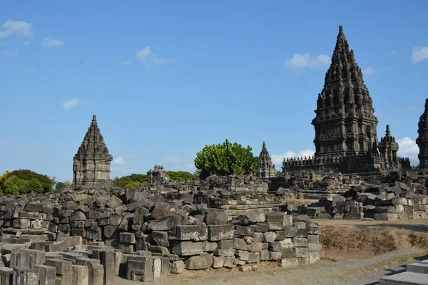 Esplorare Antico Tempio Prambanan Sewu Centra Java Indonesia Tramonto — Foto Stock