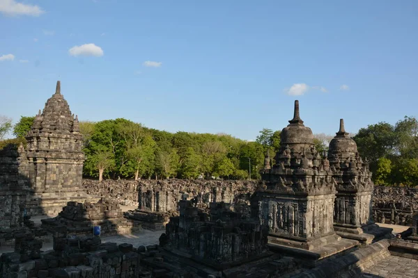 Esplorare Antico Tempio Prambanan Sewu Centra Java Indonesia Tramonto — Foto Stock