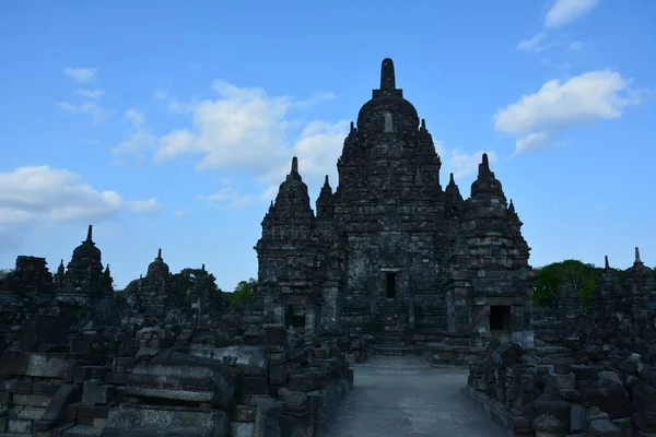 Explorando Antiguo Templo Prambanan Sewu Centra Java Indonesia Atardecer —  Fotos de Stock