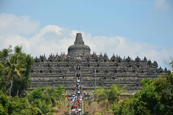 Vista Panorámica Del Templo Masivo Borobudur Java Central Indonesia —  Fotos de Stock