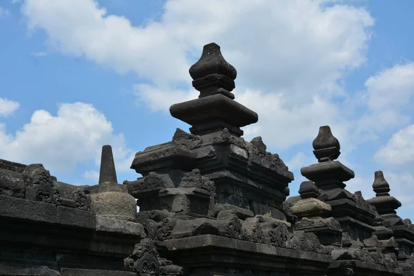 Explorando Famoso Templo Budista Borobudur Caluroso Día Verano —  Fotos de Stock