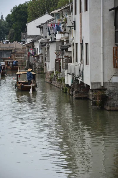 Explorando Los Canales Arquitectura Antigua Parte Antigua Ciudad Suzhou Una — Foto de Stock