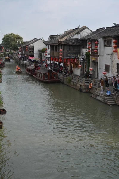 Exploring Canals Old Architecture Old Part City Suzhou Day Trip — Stock Photo, Image