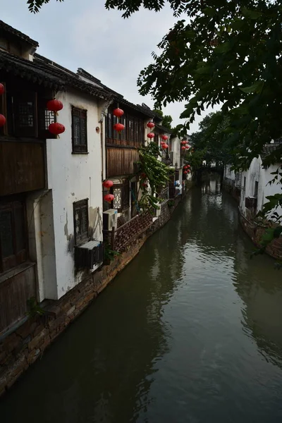 Explorando Canais Arquitetura Antiga Parte Antiga Cidade Suzhou Uma Viagem — Fotografia de Stock