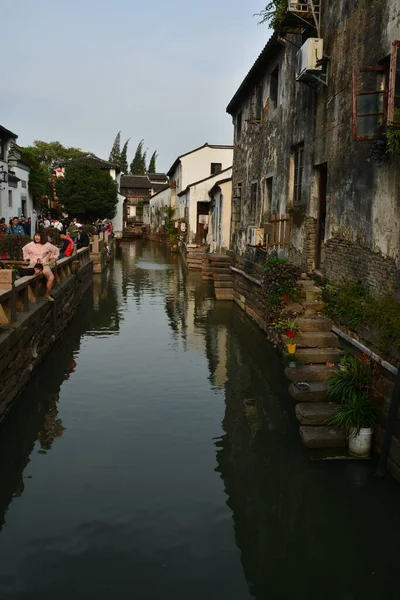 Şangay Dan Buraya Bir Günlük Gezide Suzhou Şehrinin Eski Bölümünün — Stok fotoğraf