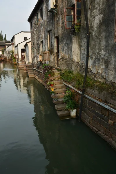 Şangay Dan Buraya Bir Günlük Gezide Suzhou Şehrinin Eski Bölümünün — Stok fotoğraf