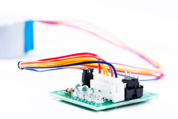 Close-up of controller for stepper motor for arduino isolated on white background. — Stock Photo, Image