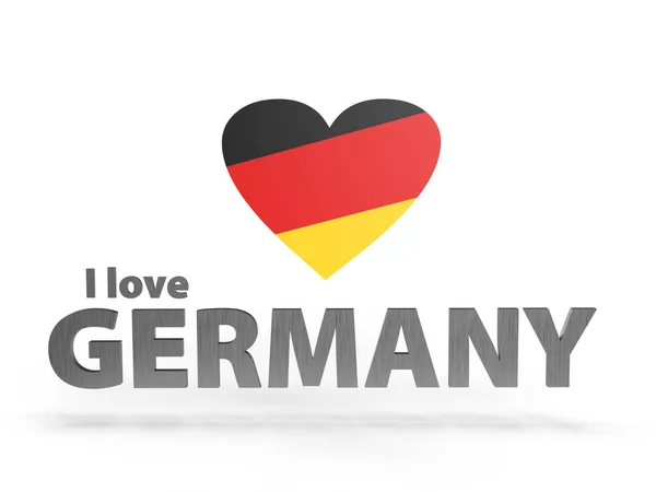 Slogan Love Germany Rendering Heart Colors National Flag Text Metallic — Stock Photo, Image