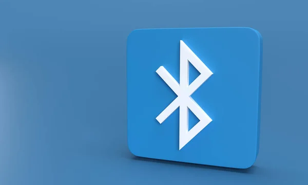 Bluetooth Ikon Rundad Rektangel Mot Ljusblå Bakgrund Rendering — Stockfoto