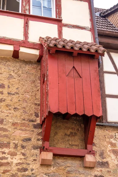 Medieval Exterior Wooden Toilet Garderobe Half Timbered House Southern Germany — стокове фото