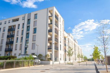 Living environment with modern housing in the Bahnstadt, a Passive house development area in Heidelberg, Germany