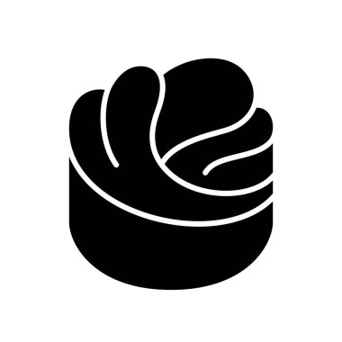 Cruffin veya craffin siluet ikonu. Siyah vektör logosu. Beyaz arkaplanda izole edilmiş resim içerir