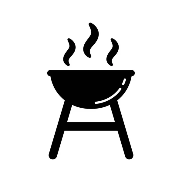 Grill Oder Grill Silhouette Symbol Schwarzer Einfacher Vektor Aus Heißem — Stockvektor