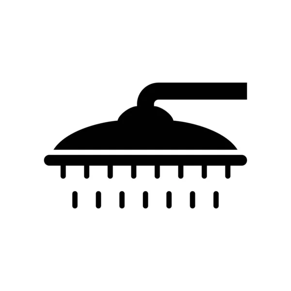シルエットアイコンとフラットシャワーヘッド 白い背景の黒い孤立したベクトルピクトグラム — ストックベクタ